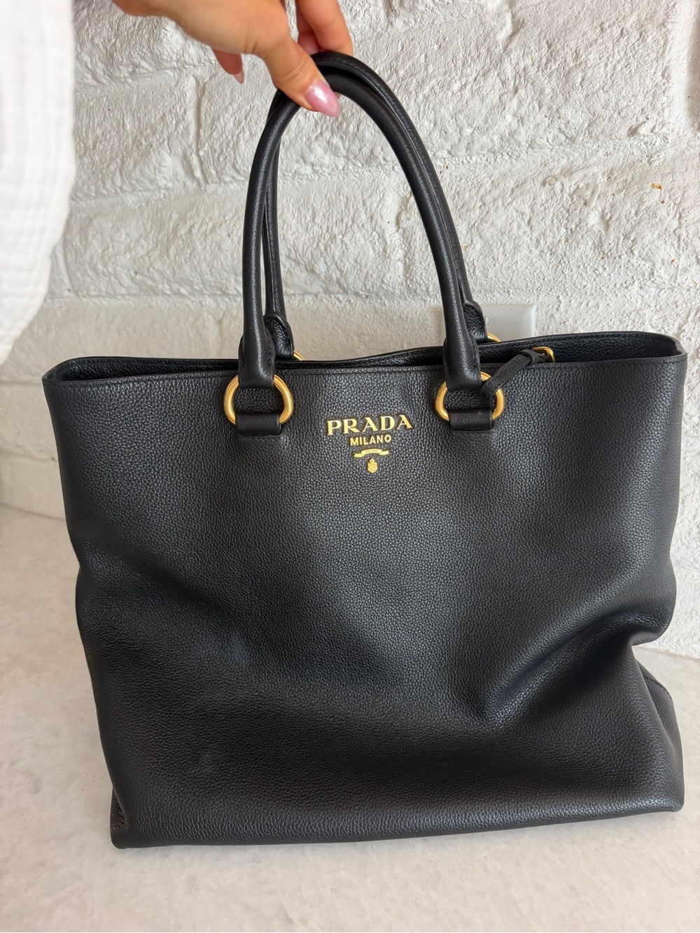 Prada Black Leather Tote Bag